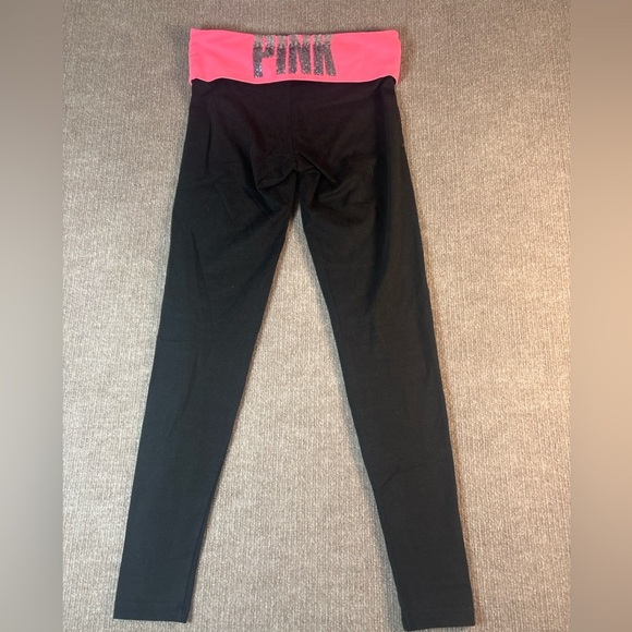 Victoria's Secret Black Leggings with Pink Waistband 1128 - Picture 3 of 4